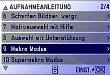 Olympus SP-560 UZ – Aufnahmemenü [Foto: MediaNord]