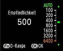 Pentax K20D - Empfindlichkeitseinstellung [Foto: MediaNord]