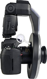 Nikon D300 mit Blitz SB800 und Ringblitz-Adapter Ringflash SB800 RAN160  [Foto: MediaNord]
