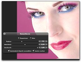 Der Retuschierpinsel arbeitet ähnlich wie der Reparaturpinsel von Photoshop [Foto: Torsten Kieslich]