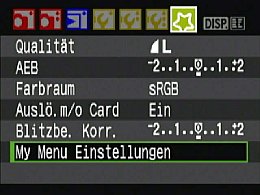 Canon EOS 450D My Menu [Foto: MediaNord]