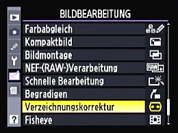 Nikon D90 – Bildbearbeitungsmenü [Foto: Yvan Boeres]