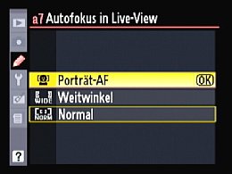 Nikon D90 – LiveView-Einstellungen [Foto: Yvan Boeres]