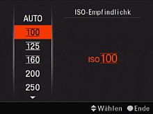 Sony Alpha 900 – Empfindlichkeitseinstellung [Foto: MediaNord]