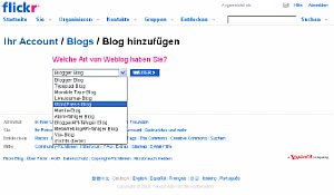 Fototipp – Blog Anbieter Auswahl bei Flickr [Screenshot: MediaNord ]