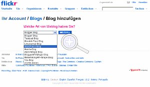 Fototipp – Blog Anbieter Auswahl bei Flickr [Screenshot: MediaNord ]