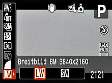 Canon PowerShot SX1 IS – Schnellwahlmenü-Breitbildmodus [Foto: MediaNord]