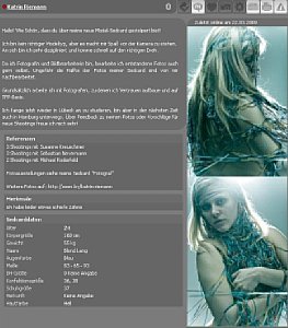 Sedcard des Models »Katrin Riemann« auf model-kartei.de [Foto: MediaNord]
