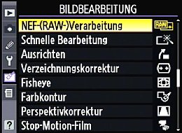 Nikon D5000 – Bildbearbeitungsmenü [Foto: MediaNord]