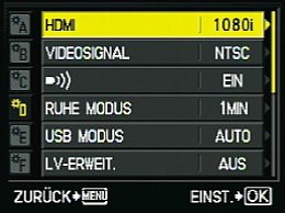Olympus Pen E-P1 – Einstellungsmenü [Foto: MediaNord]