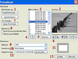 Bild 1. Schritte zum Erstellen eines neuen Fotoalbums [Foto: Günter Hauschild]