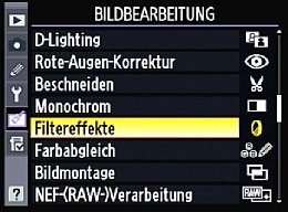 Nikon D300S – Bildbearbeitungsmenü [Foto: MediaNord]