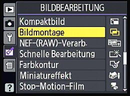 Nikon D3000 – Bildbearbeitungsmenü [Foto: MediaNord]