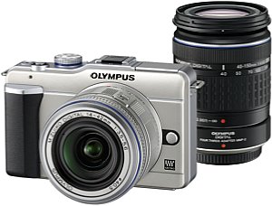 Olympus Pen E-PL1 mit MZD 3.5-5.6 14-42 mm und ZD 4.0-5.6 40-150 mm ED und Four Thirds Adapter MMF-2 [Foto: Olympus]