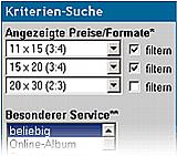 Kriterien-Suche in der Rubrik 'Fotobelichtung' [Screenshot: MediaNord] [Foto: Screenshot: MediaNord]