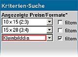 Fotobelichtung Kriterien-Suche Kleinbilddia [Screenshot: MediaNord] [Foto: Screenshot: MediaNord]
