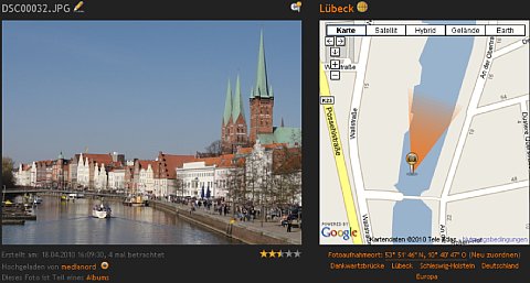 Das GPS der Sony Cyber-shot DSC-HX5V arbeitet nicht immer ganz genau, wie auf dem Screenshot von locr.com zu sehen ist [Foto: MediaNord]