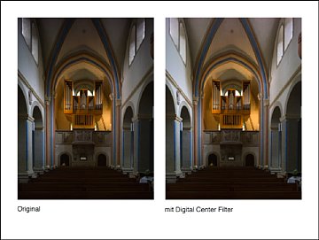 Wirkung des Digital Centerfilters [Foto: Schneider Optische Werke GmbH]