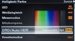 Sony NEX-5 – Menü Helligkeit und Farbe [Foto: MediaNord]