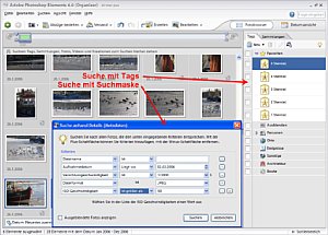 Bild 2: Suche im Fotobrowser/Organizer über Suchmaske oder Tags [Screenshot: MediaNord]
