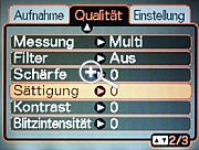 Casio Exilim EX-Z850 – Qualitätsmenü [Screenshot: MediaNord]