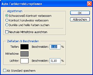 Histogramm und Tonwertkorrektur Teil 2 – Bild 3 Farbkorrekturoptionen [Screenshot: Martin Vieten]