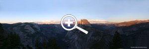 Panoramaaufnahme mit Ministativ - Yosemite-Valley in Nord-Californien mit dem Granit-Monoliten "The Half-Dome" (2005) [Foto: Helmut Scheuer]