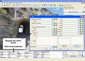 Bild5:  Einblendung von EXIF- und Eingabe von IPTC-Daten [Screenshot: Dr. Bernd Schäbler]