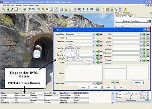Bild5:  Einblendung von EXIF- und Eingabe von IPTC-Daten [Screenshot: Dr. Bernd Schäbler]