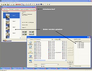 Bild2: Arbeitsverlauf und Laden der Bilder [Foto:Dr. Bernd Schäbler