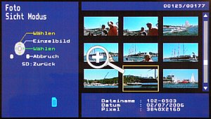 Bildschirmmenü der Fotowiedergabefunktion des Panasonic Viera TH-42PX600E Plasma-Fernsehgerätes [Foto: MediaNord]