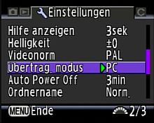Pentax K10D – Einstellungsmenü [Foto: MediaNord]