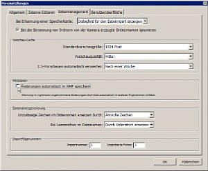 Lightroom wird so eingestellt, dass die Informationen über Kontrast- oder Randänderungen als XMP-Daten in der Datei gesichert werden [Foto:Heico Neumeyer]