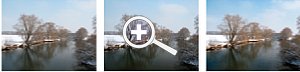 Bild 4: Vergleichsbilder von links nach rechts: Originalfoto ohne Filter/mit konventionellem, circularem Polfilter/ohne konventionellen Filter, nur mit dem B&W Polarizing En-hancer bearbeitet [Foto:Kristof Friebe]