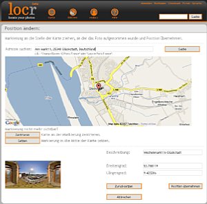 Lokalisierung eines hochgeladenen Fotos anhand der Karte und Adresse [Foto: Benjamin Kirchheim]