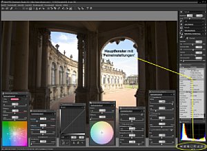 Bild 1: Hauptfenster mit geöffneten Feineinstellungen [Foto: Dr. Bernd Schäbler]