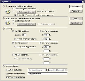 Der Bildprozessor ist direkt bei Photoshop eingebaut, hier fehlt jedoch die Feinkontrolle über Dateigrößen oder Metadaten [Foto: Heico Neumeyer]