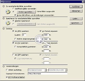 Der Bildprozessor ist direkt bei Photoshop eingebaut, hier fehlt jedoch die Feinkontrolle über Dateigrößen oder Metadaten [Foto: Heico Neumeyer]