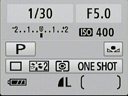 Canon EOS 450D Infobildschirm [Foto: MediaNord]