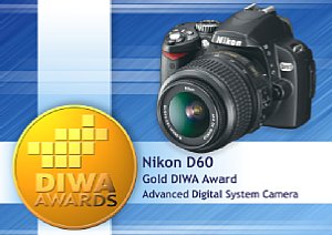 DIWA Gold Award für die Nikon D60 [Foto: DIWA]