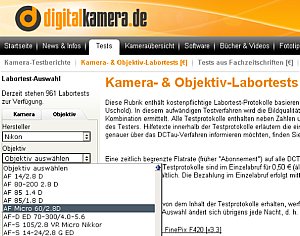 digitalkamera.de Testrubriken – Labortests mit Objektivauswahl [Foto: MediaNord]