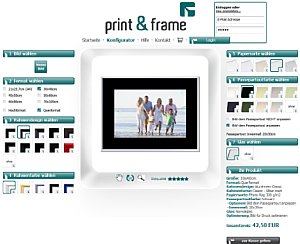Konfigurator-Seite von print & frame / Online-Rahmung [Foto: print & frame GmbH]