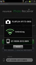 Verbindungsaufbau vom Fujifilm Photo Receiver auf dem Samsung Galaxy S3 [Foto: MediaNord]