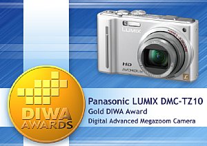 DIWA Gold-Award für die Panasonic Lumix DMC-TZ10 [Foto: DIWA]