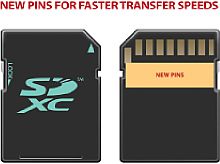 Neues zweireihiges Design für SDHC und SDXC nach SD-Standard 4.0
 [Foto: Toshiba]