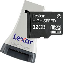 Lexar 32 GByte microSDHC-Karte mit Kartenleser [Foto: Lexar]