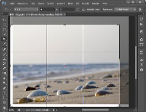 Das Freistellungswerkzeug in Photoshop CS6 zeigt neu entstehenden leeren Bildrand sofort an. [Foto: Heico Neumeyer]
