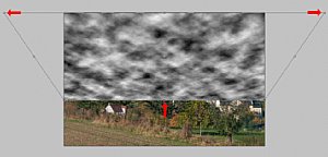 Bild 4: Die Kunst-Wolken werden perspektivisch verzerrt, damit sie natürlich aussehen [Foto: Martin Vieten]
