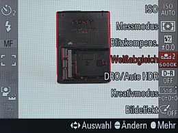 Sony Alpha SLT-A99V – Fn-Menü [Foto: MediaNord]