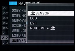 Fujifilm X-E2 – Einstellung für Eye-Sensor [Foto: MediaNord]